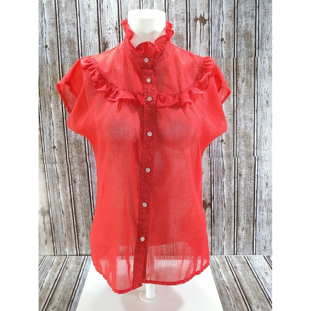 Vintage Red Polka-dot Blouse